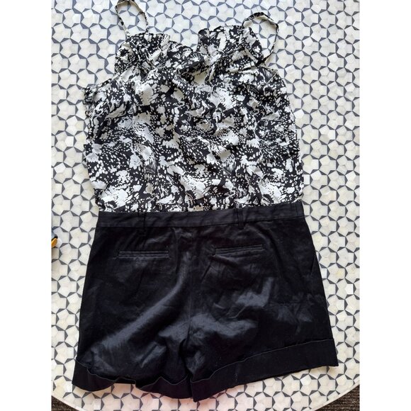 INC International Concepts Black & White Silk Romper Size 6 With Button Details - Picture 2 of 16